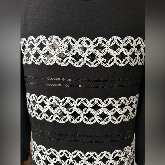 White House Black Market little black and white dress with sequins size medium - Picture 5 of 14